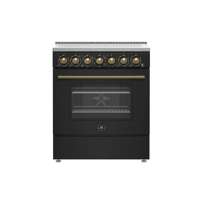 Forno Paolo 30-Inch Freestanding Electric Range, Black, 4.38 cu.ft, True Convection Oven, Energy Efficient FORNO