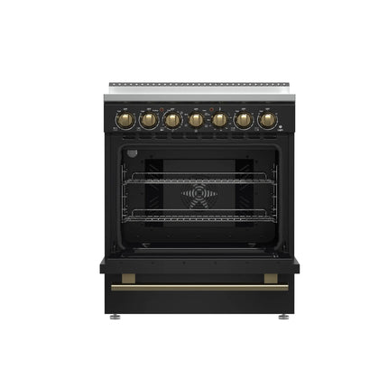 Forno Paolo 30-Inch Freestanding Electric Range, Black, 4.38 cu.ft, True Convection Oven, Energy Efficient FORNO