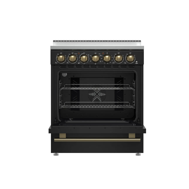 Forno Paolo 30-Inch Freestanding Electric Range, Black, 4.38 cu.ft, True Convection Oven, Energy Efficient FORNO