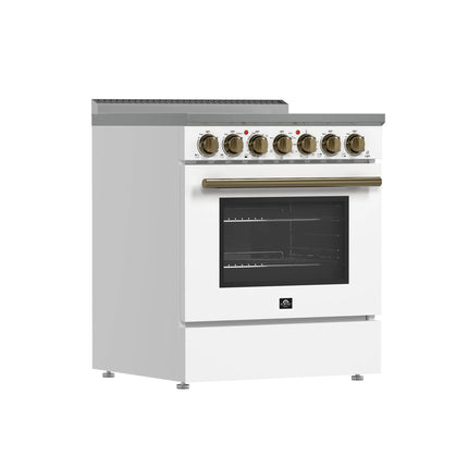 Forno Paolo 30-Inch Freestanding Electric Range, White, 4.38 cu.ft, True Convection Oven, Energy Efficient FORNO
