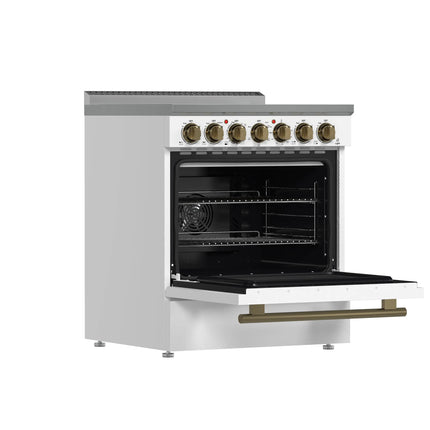 Forno Paolo 30-Inch Freestanding Electric Range, White, 4.38 cu.ft, True Convection Oven, Energy Efficient FORNO