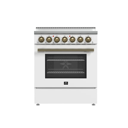 Forno Paolo 30-Inch Freestanding Electric Range, White, 4.38 cu.ft, True Convection Oven, Energy Efficient FORNO