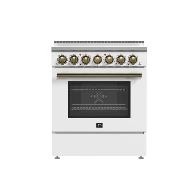 Forno Paolo 30-Inch Freestanding Electric Range, White, 4.38 cu.ft, True Convection Oven, Energy Efficient FORNO