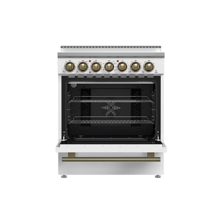 Forno Paolo 30-Inch Freestanding Electric Range, White, 4.38 cu.ft, True Convection Oven, Energy Efficient FORNO