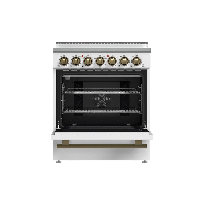 Forno Paolo 30-Inch Freestanding Electric Range, White, 4.38 cu.ft, True Convection Oven, Energy Efficient FORNO