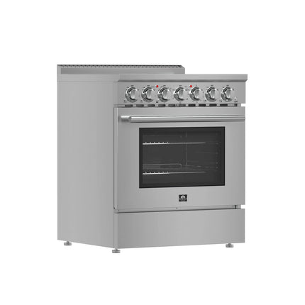 Forno Paolo 30-Inch Freestanding Electric Range, Stainless Steel, 4.38 cu.ft, True Convection Oven, Energy Efficient FORNO