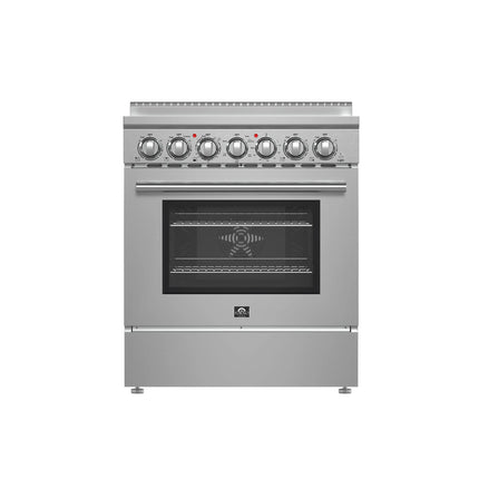 Forno Paolo 30-Inch Freestanding Electric Range, Stainless Steel, 4.38 cu.ft, True Convection Oven, Energy Efficient FORNO