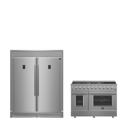 FORNO Premium 2-Piece Kitchen Bundle - Galiano 48" Gas Range, 60" Side-by-Side Refrigerator - FBDL-005-01CAUS FORNO