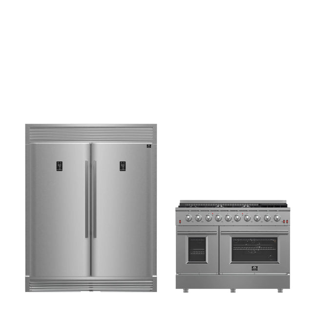 FORNO Premium 2-Piece Kitchen Bundle - Galiano 48" Gas Range, 60" Side-by-Side Refrigerator - FBDL-005-01CAUS FORNO
