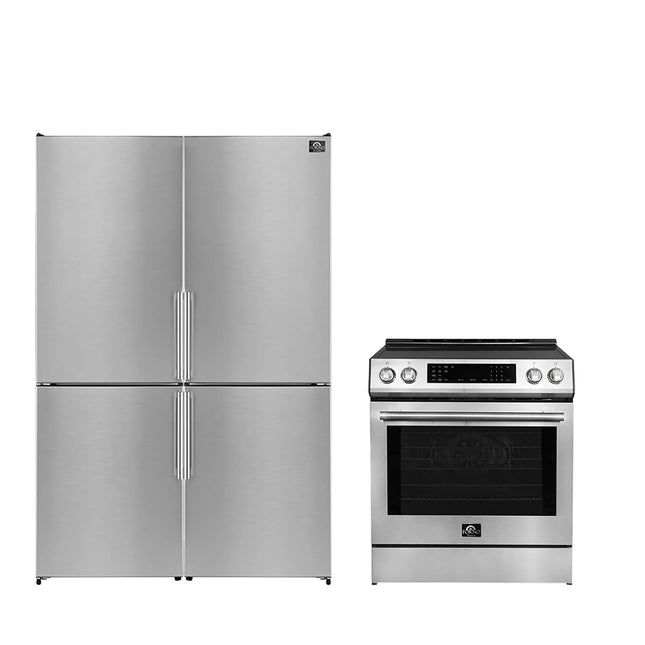FORNO Premium 2-Piece Kitchen Bundle - Donatello 30" Induction Range, Guardia 46.8" Bottom Freezer Refrigerator - FBDL-008-01CAUS FORNO