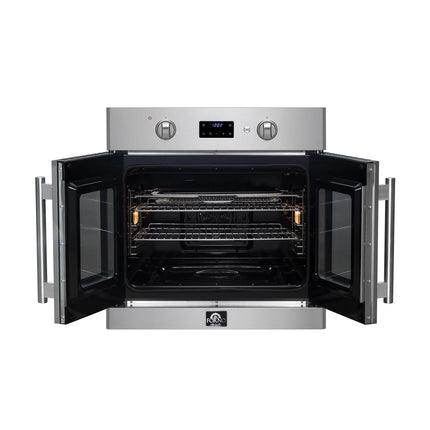 Forno Asti 30-Inch French Door Electric Wall Oven in Stainless Steel, 3.68 cu. ft. True Convection, 3,600W, Air Fry, Sous Vide, Self-Clean FORNO