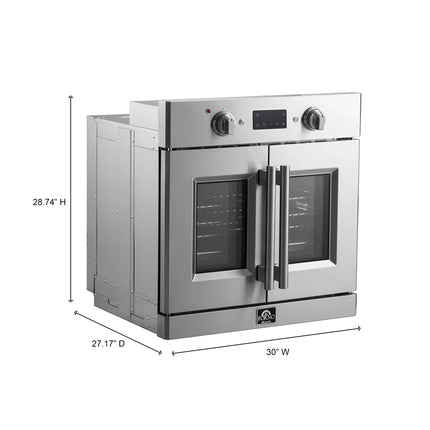 Forno Gallico 30-Inch Electric French Door Wall Oven, Stainless Steel, True Convection, Air Fry, Self-Cleaning FORNO