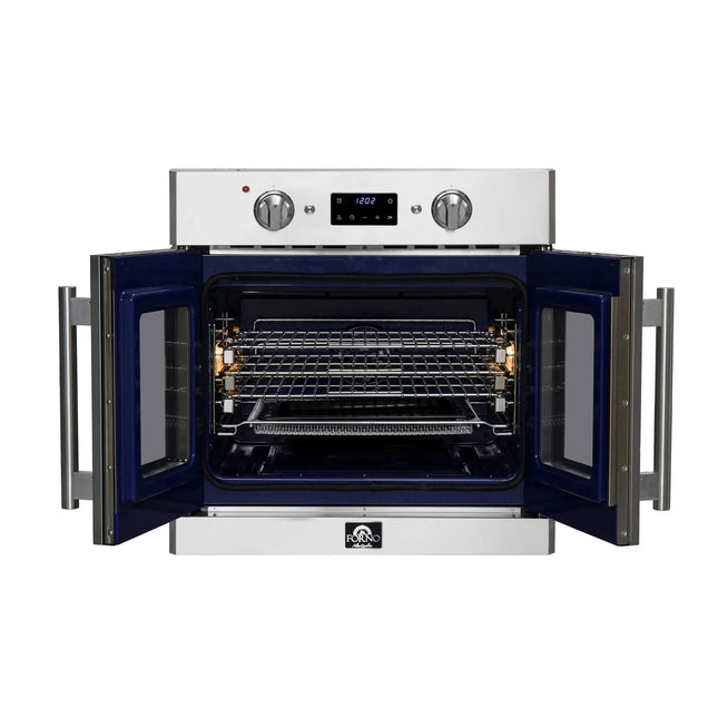 Forno Gallico 30-Inch Electric French Door Wall Oven, Stainless Steel, True Convection, Air Fry, Self-Cleaning FORNO
