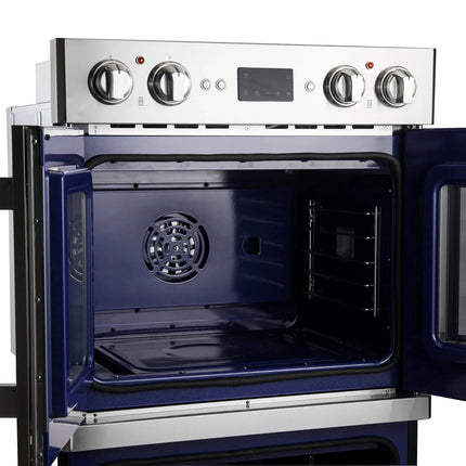 Forno Gallico 30-Inch Electric French Door Double Oven, Stainless Steel, Convection Cooking, Touch Control Panel, Self-Cleaning Function FORNO