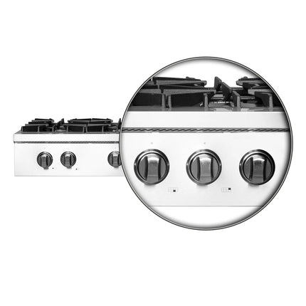 Forno Cossato Alta Qualita 48-Inch Pro-Style Gas Rangetop, Stainless Steel, 8 Sealed Burners, 107,000 BTU Total Output, Continuous Cast Iron Grates FORNO