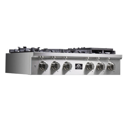 Forno Spezia Alta Qualita 36-Inch Pro-Style Gas Rangetop, Stainless Steel, 6 Sealed Burners, Continuous Cast Iron Grates, High Heat Output FORNO