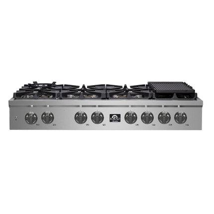 Forno Spezia Alta Qualita 48-Inch Pro-Style Gas Rangetop, Stainless Steel, 8 Sealed Burners, Continuous Cast Iron Grates, High Heat Output FORNO