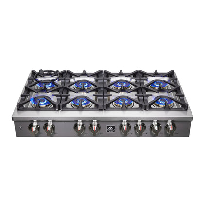 Forno Spezia Alta Qualita 48-Inch Pro-Style Gas Rangetop, Stainless Steel, 8 Sealed Burners, Continuous Cast Iron Grates, High Heat Output FORNO
