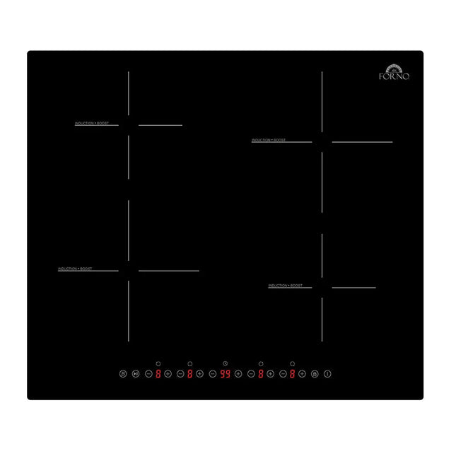 Forno Parco 24-Inch Induction Cooktop, 4 Zones, 7,200W Total Power, Touch Control, 9 Power Levels, Booster Function FORNO
