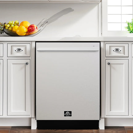 FORNO Premium 3-Piece Kitchen Bundle - 30" Electric Range, French Door Refrigerator, Built-In Dishwasher, Stainless Steel - FBDL-011-01US FORNO