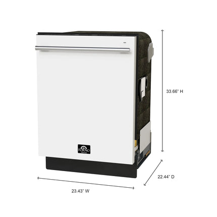 Forno Romano Espresso 24-Inch Built-In Dishwasher, White Finish, Stainless Steel Tub, 49 dBA, Energy Star Certified FORNO