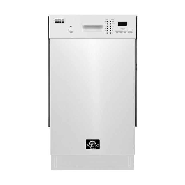 Forno Polo 18-Inch Built-In White Dishwasher, 8 Place Settings, ENERGY STAR Certified, 52 dBA FORNO