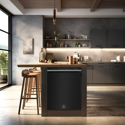 FORNO Premium 3-Piece Kitchen Bundle - Leonardo Espresso 30" Black Range, 31" Black Bottom Freezer Refrigerator, 24" Black Built-In Dishwasher - FBDL-007-02US Forno vendors US
