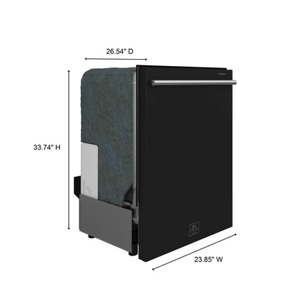 Forno Pozzo 24-Inch Built-In Tall Tub Top Control Dishwasher, Black, 49 dBA, Soil-Sensing Capable, ENERGY STAR FORNO