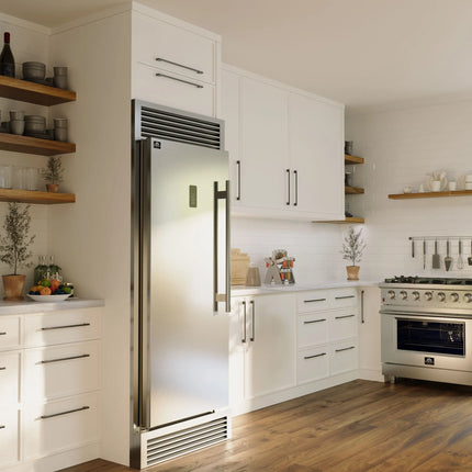Forno Fortezza 32 Inch Left-Swing Freezer with Standard Trim Grill, Stainless Steel, with Automatic Ice Maker FORNO