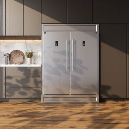 Forno Fortezza 60 Inch Convertible Refrigerator/Freezer with Modern Trim Kit, Stainless Steel, Total No Frost, with Automatic Ice Maker FORNO