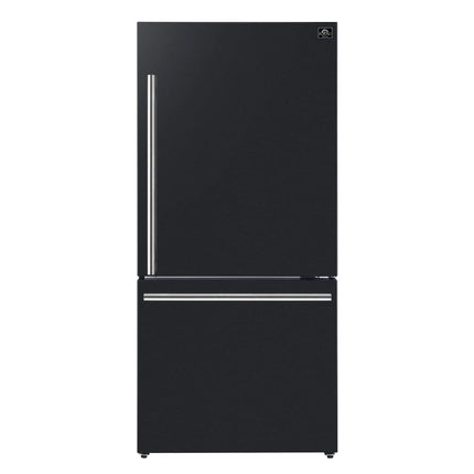 Forno Milano Espresso 31-Inch Bottom Freezer Refrigerator, Black, 17.2 cu.ft Capacity, Energy Efficient FORNO