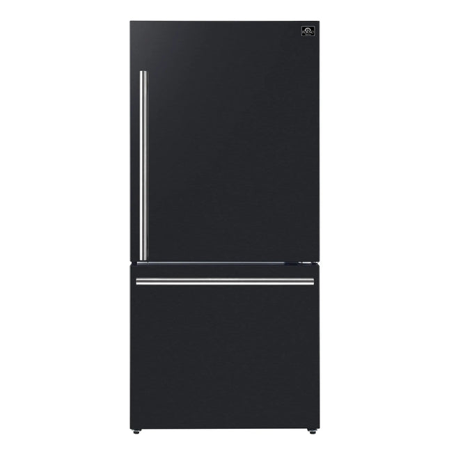 Forno Milano Espresso 31-Inch Bottom Freezer Refrigerator, Black, 17.2 cu.ft Capacity, Energy Efficient FORNO