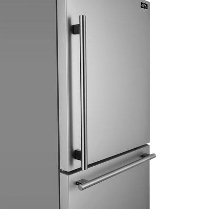 Forno Milano Espresso 31-Inch Bottom Freezer Refrigerator, Stainless Steel, 17.2 cu.ft Capacity, Right Swing Door, Energy Efficient FORNO