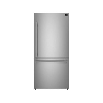 Forno Milano Espresso 31-Inch Bottom Freezer Refrigerator, Stainless Steel, 17.2 cu.ft Capacity, Right Swing Door, Energy Efficient FORNO
