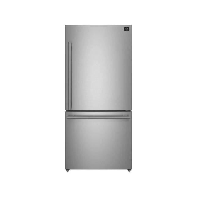 Forno Milano Espresso 31-Inch Bottom Freezer Refrigerator, Stainless Steel, 17.2 cu.ft Capacity, Right Swing Door, Energy Efficient FORNO