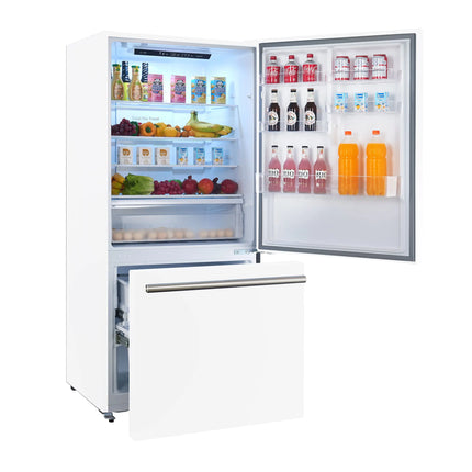 Forno Milano Espresso 31-Inch Bottom Freezer Refrigerator, White, 17.2 cu.ft Capacity, Energy Efficient FORNO