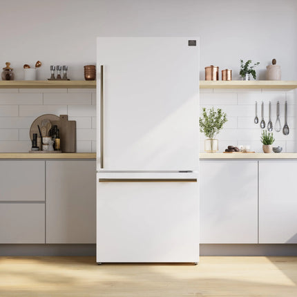 Forno Milano Espresso 31-Inch Bottom Freezer Refrigerator, White, 17.2 cu.ft Capacity, Energy Efficient FORNO