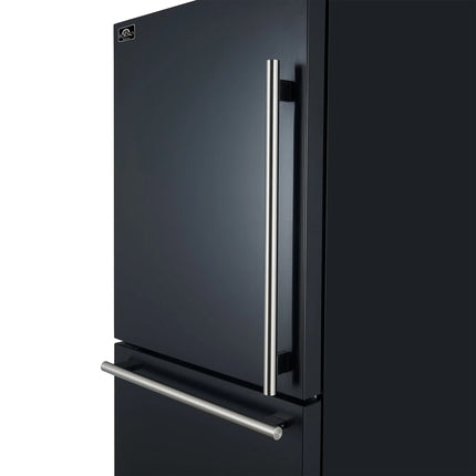 Forno Milano Espresso 31-Inch Black Bottom Freezer Refrigerator, 17.2 Cu. Ft., Energy-Efficient, No Frost, Built-In Ice Maker FORNO
