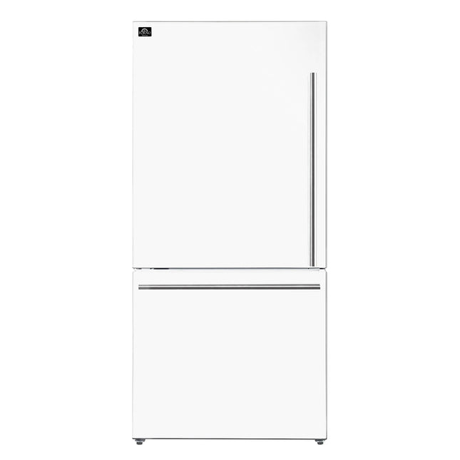 Forno Milano 2-Piece 62-Inch Freestanding Dual Bottom Freezer Refrigerator, White – 34.4 cu.ft, Touch Control, Ice Maker FORNO