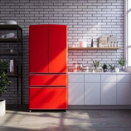 Forno Luigi 33-Inch French Door Refrigerator, 18 cu.ft, Red Finish, Handle-Free Design, ENERGY STAR Certified FORNO