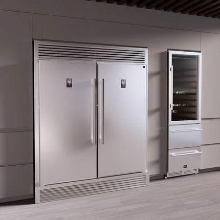 Forno Rizzuto 56-Inch Convertible Refrigerator/Freezer Set, 27.6 cu.ft Total Capacity, Decorative Grill, ENERGY STAR Certified FORNO