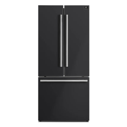 Forno Gallipoli Espresso 30-Inch Black French Door Refrigerator, Bottom Freezer, 17.5 Cu. Ft., No Frost, Ice Maker FORNO