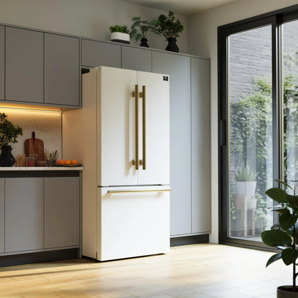 Forno Gallipoli Espresso 30-Inch White French Door Refrigerator, Bottom Freezer, 17.5 Cu. Ft., No Frost, Ice Maker FORNO