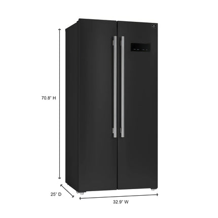 Forno Salerno Espresso 33-Inch Black Side-by-Side Refrigerator, 15.6 Cu. Ft., Energy-Efficient, No Frost, Modern Design FORNO