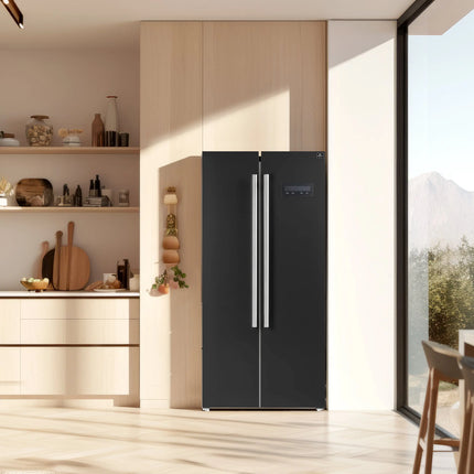 Forno Salerno Espresso 33-Inch Black Side-by-Side Refrigerator, 15.6 Cu. Ft., Energy-Efficient, No Frost, Modern Design FORNO