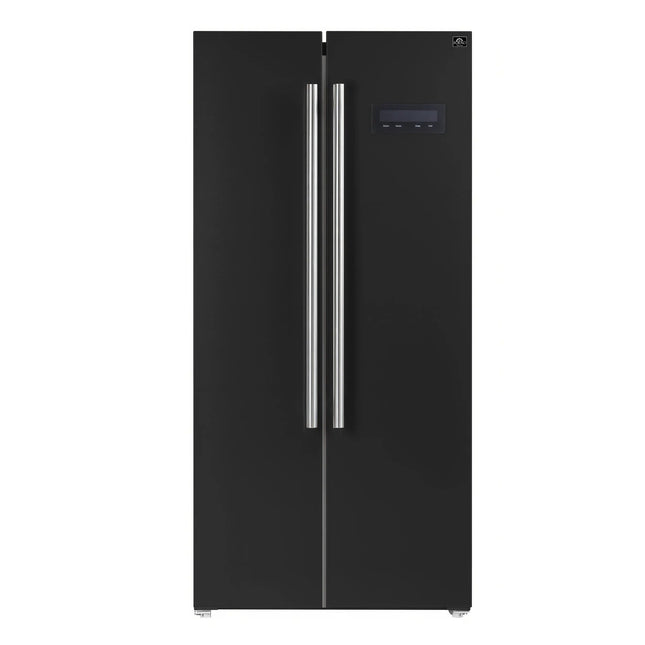 Forno Salerno Espresso 33-Inch Black Side-by-Side Refrigerator, 15.6 Cu. Ft., Energy-Efficient, No Frost, Modern Design FORNO