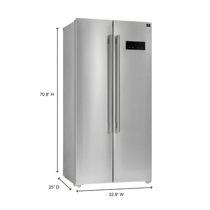 Forno Salerno 33-Inch Side-by-Side Stainless Steel Refrigerator, 15.6 cu.ft, ENERGY STAR Certified FORNO