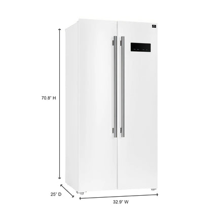 Forno Salerno Espresso 33-Inch White Side-by-Side Refrigerator, 15.6 Cu. Ft., Energy-Efficient, No Frost, Modern Design FORNO