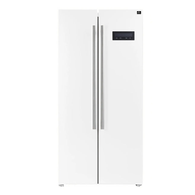 Forno Salerno Espresso 33-Inch White Side-by-Side Refrigerator, 15.6 Cu. Ft., Energy-Efficient, No Frost, Modern Design FORNO