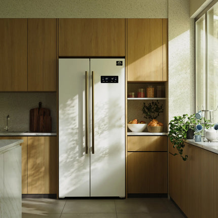 Forno Salerno Espresso 33-Inch White Side-by-Side Refrigerator, 15.6 Cu. Ft., Energy-Efficient, No Frost, Modern Design FORNO